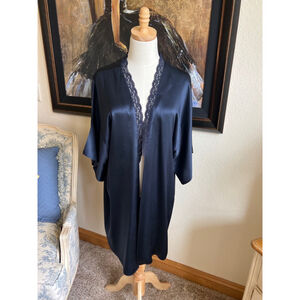 Stella McCartney Navy Silk Robe w/ Lace Trim Size S